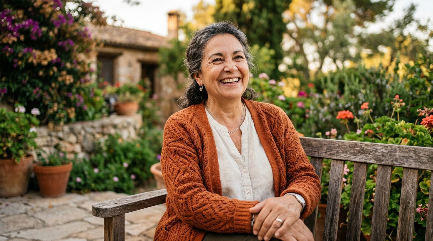 Smiling Spanish grandmother protected by Alpine Fairview Whole Life Insurance